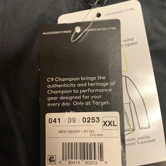 Champion Packable Windbreaker Jacket Ebony Black XXL - Picture 7 of 10